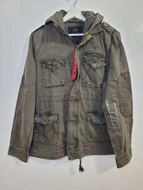 Alpha Industries Men’s Hooded Field Jacket - Olive Green Size Large